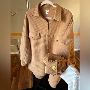 River Island Camel Quilted Jacket
